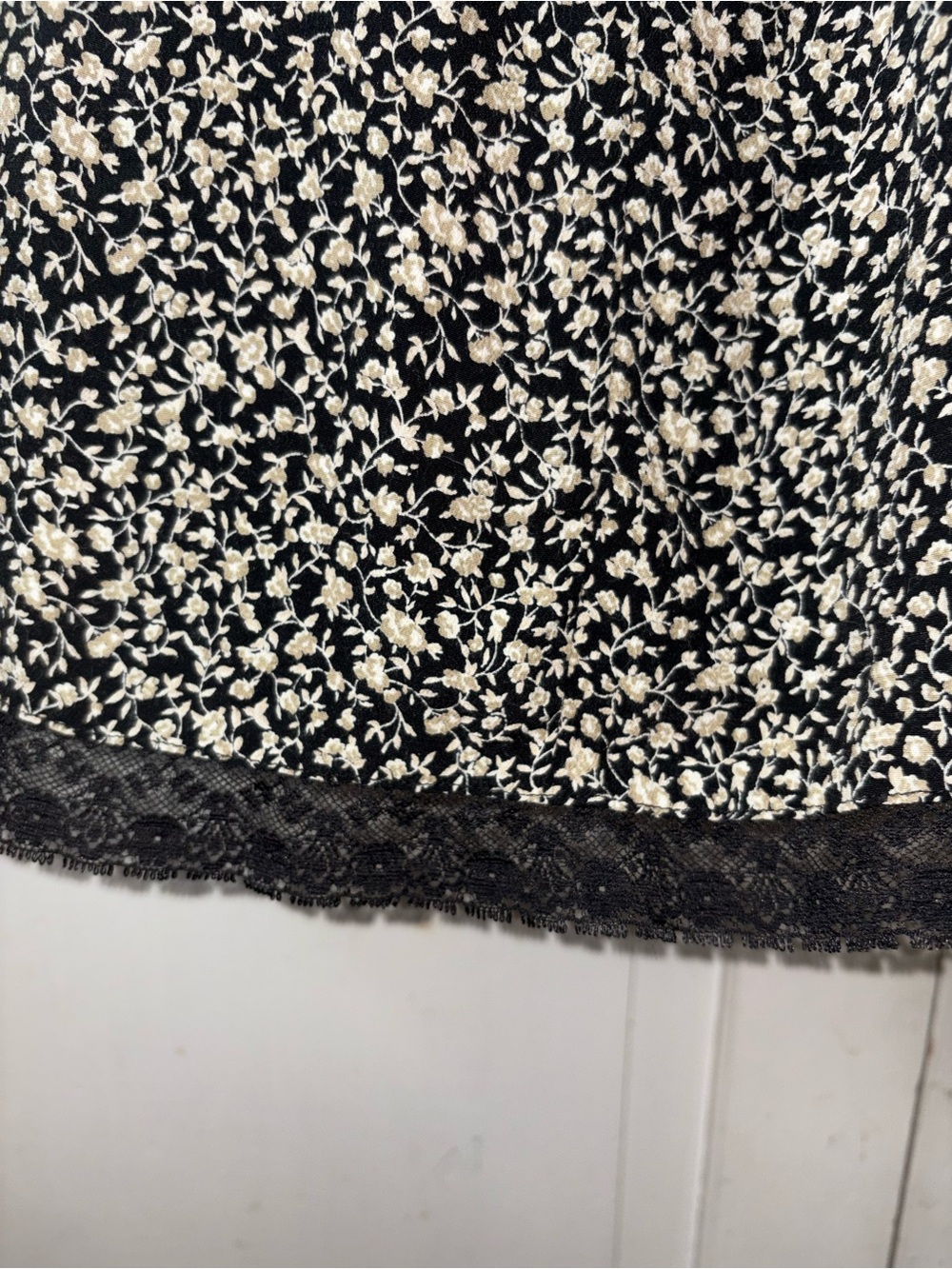 Vintage 2003 Old Navy Floral Lace Trim Slip Dress Black White Size 16 Y2K - Picture 7 of 9